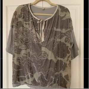 Anthropologie Tiny Marbella Silver Velvet Blouse